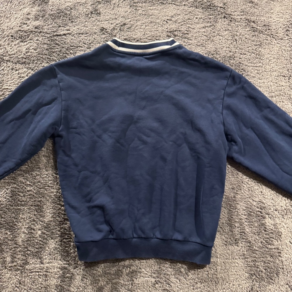 Adidas Originals Sweatshirt Navy Blue Yellow Embroidered Crewneck Mens XS - Picture 7 of 7